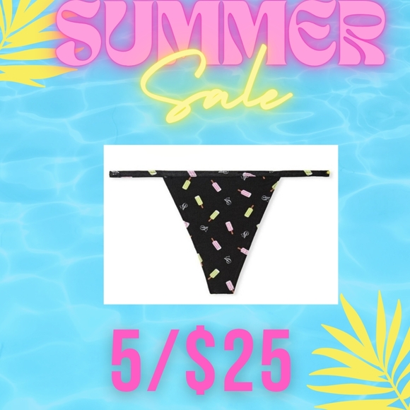 VICTORIA'S SECRETStretch Cotton V-String Panty Black Colorful Popsicles - Picture 1 of 4